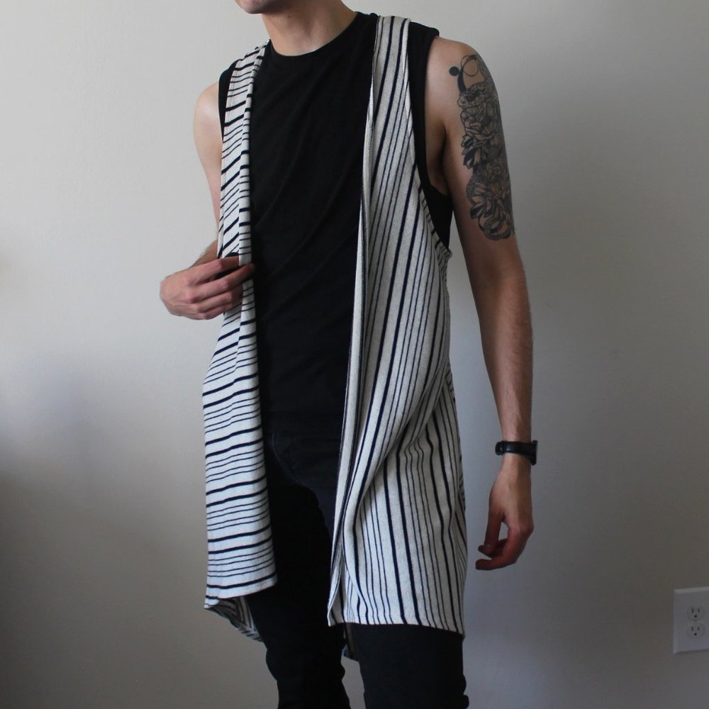 Sunday In Brooklyn Split Pattern Striped Vest - image 2